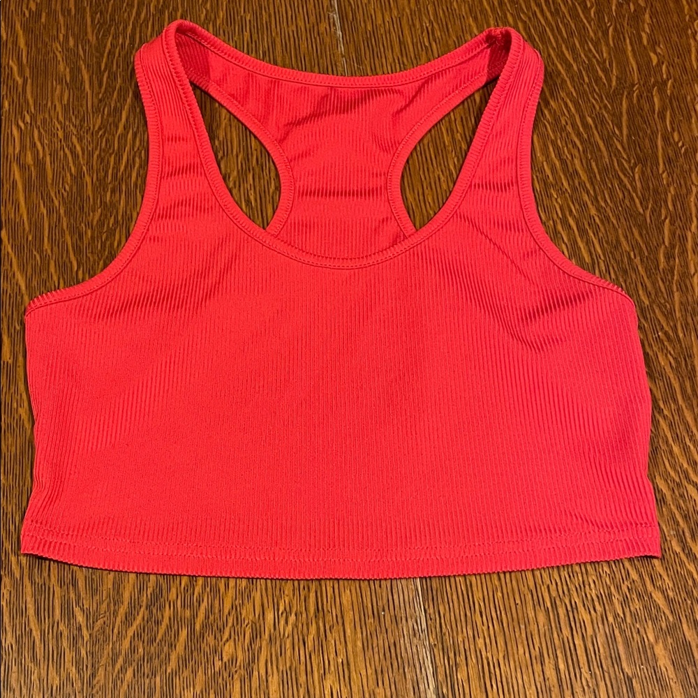 Red Racerback Crop Tank Top